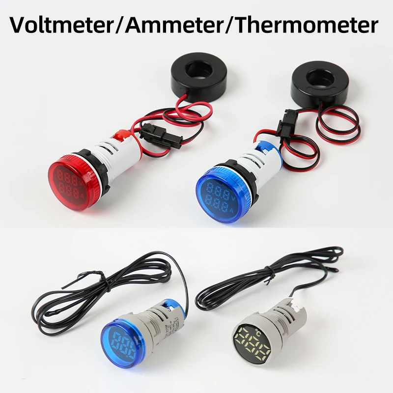 LED Mini Power Indicator Light Signaallamp Digitaal display Vierkant/rond Ampèremeter Voltmeter Thermometer Hertz Meter