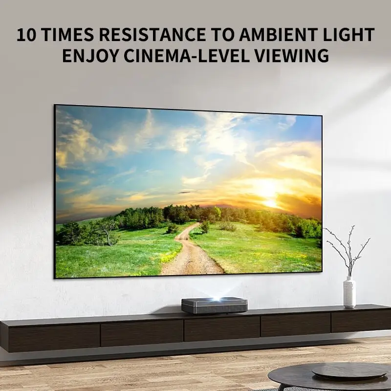 100-120inch ALR UST Projector Screen PET Crystal CLR Ambient Light Rejecting Fixed Frame for Ultra Short Throw Laser Projectors view 3