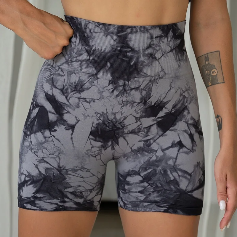 Sommer Frauen Hohe Taille Butt Lift Shorts Legging Nahtlose Leggings Mode Tie Dye Shorts Gym Workout Laufhose