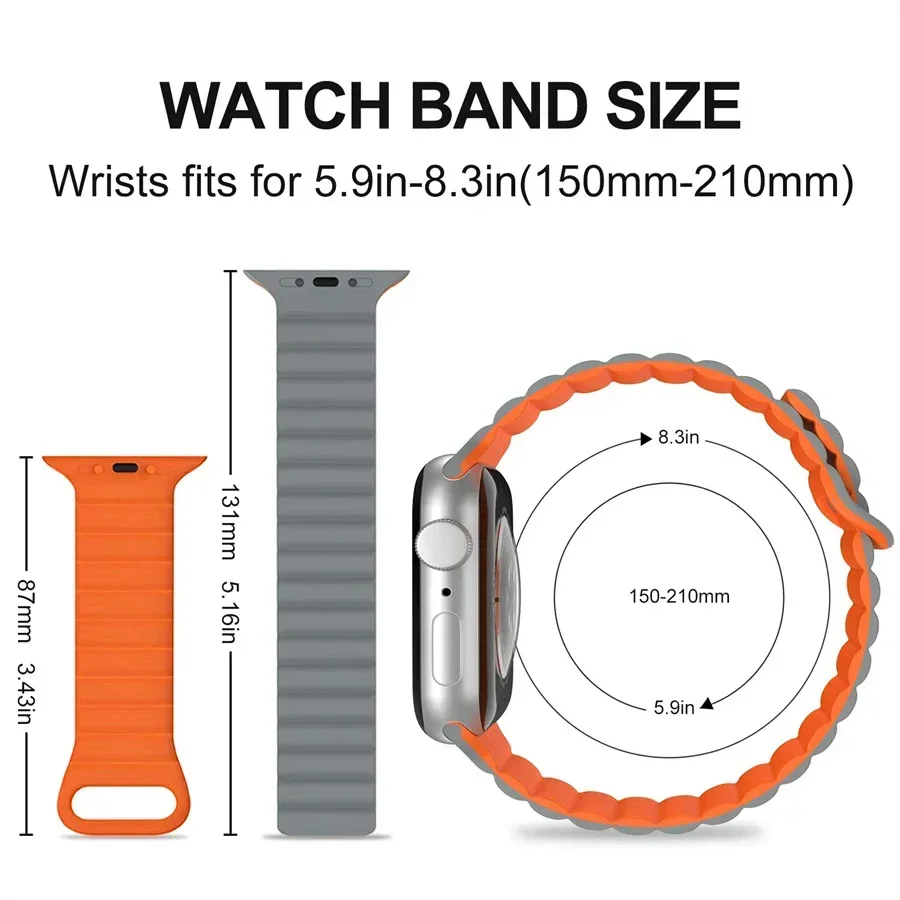 Magnetic Loop Band For Apple Watch Ultra 2 49mm 45mm 44mm 40mm 41mm 42mm Silicone Bracelet iWatch Series 9 8 7 6 SE 5 4 3 Strap