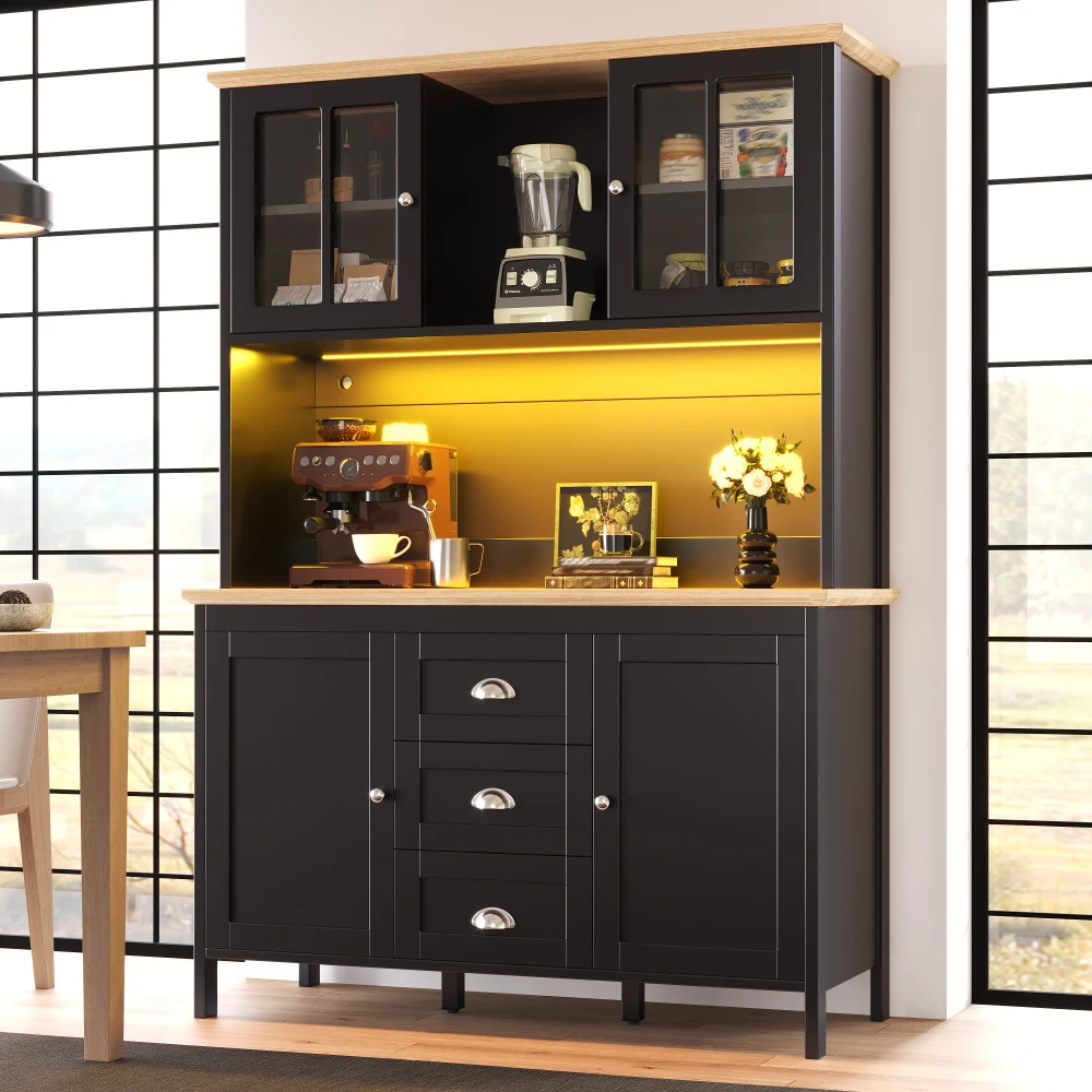 Hohes Sideboard-Aufbewahrungsschrank, freistehender Küchenschrank, hoher Buffetschrank mit 4 Türen und 3 Schubladen, großer Organizer für Küche, Esszimmer, Wohnzimmer, Wohnmöbel, 120x40x179 cm, Weiß