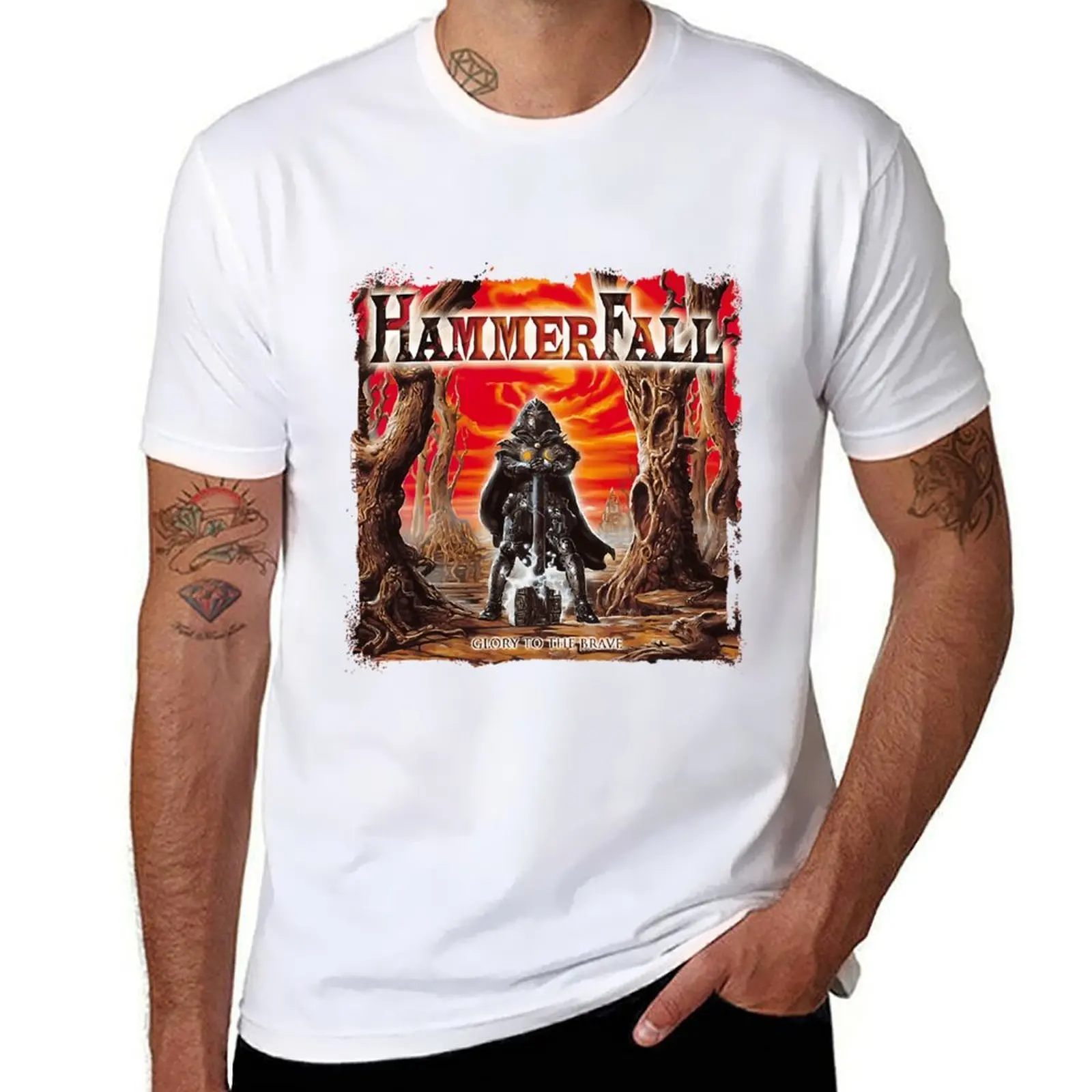 

HammerFall Templar Steel T-Shirt t shirts for man cotton soft t shirt men 100% cotton luxury brand T-Shirt