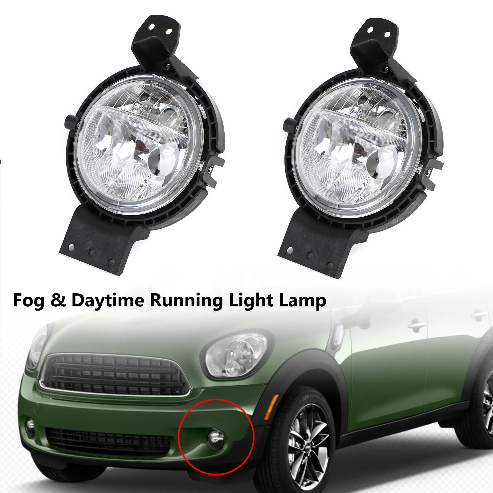 Fog Light For 2011-2014 Mini Cooper Countryman R60 Set of 2 Front Left and Right