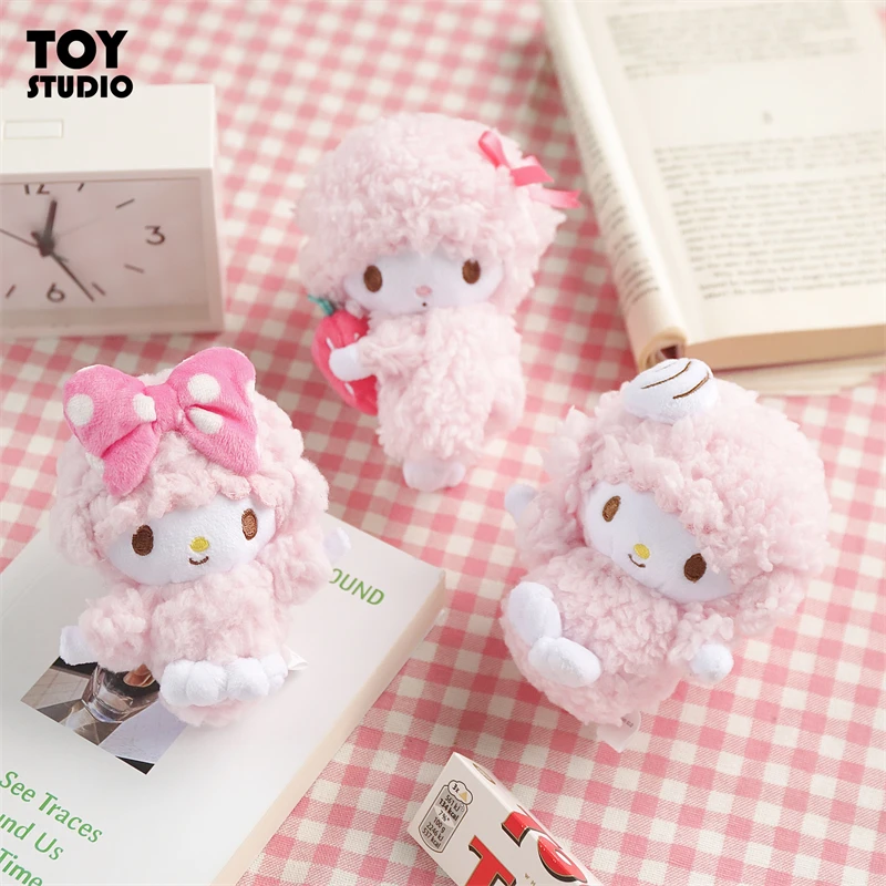 Echte Sanrio Anime Kawaii Piano Sleutelhanger Knuffels Lam Pop Hanger Kussen Ornamenten Sleutelhanger Verjaardag Kerstcadeau