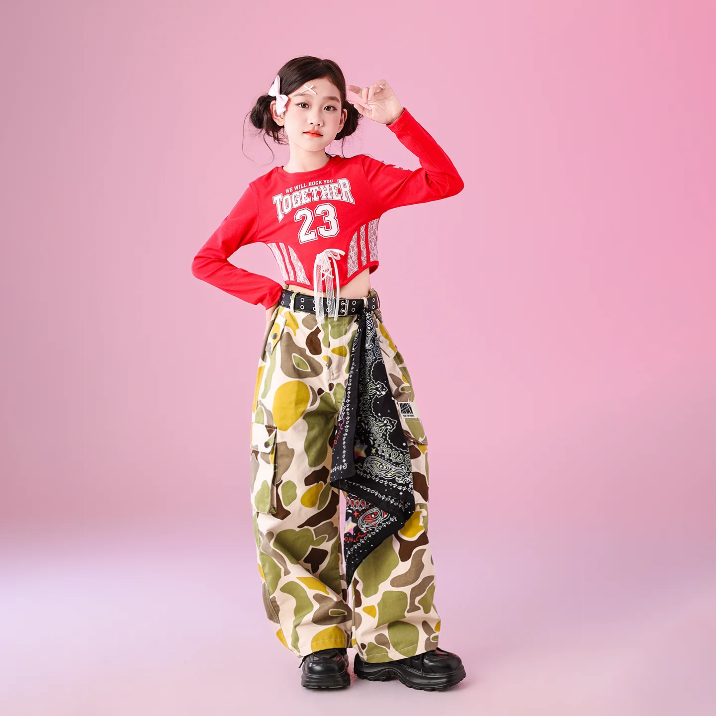 

Детская уличная одежда, одежда в стиле хип-хоп, костюм для джазовых танцев для девочек, детская одежда для бальных танцев, тренировочный костюм XS10462