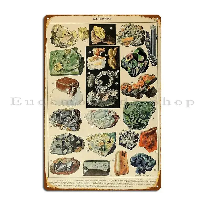 Minerals French Geology Metal Plaque Poster Cinema Designer Pub Bar Cave Cinema Tin Sign Poster