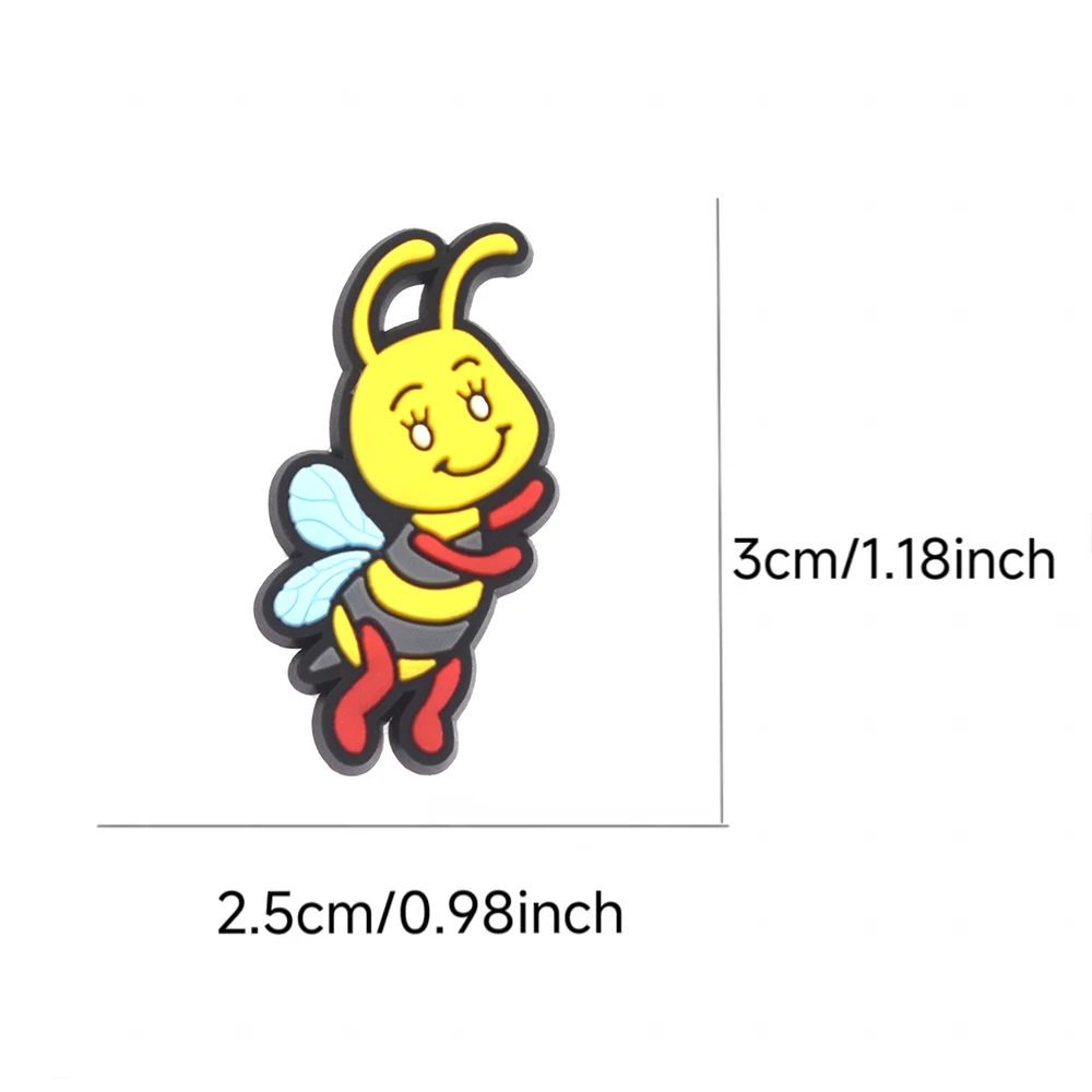 15pcs Cartoon Cute Little Bee Series PVC Shoes Accessories Fit with Hole Wristbands DIY Detachable Creativity Gifts