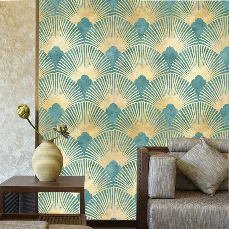 Gold Striped Hexagon Peel And Stick Self-adhesive Trellis Sapphire Geometric Wallpaper Waterpfroof For Bedroom Home Decoration