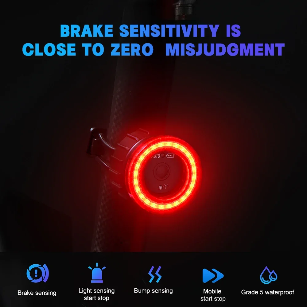 X-TIGER Brake Sensing Rear Lights Ultra Bright Bike Brake Light Smart Auto On/Off Safety Warning Bicycle Taillight