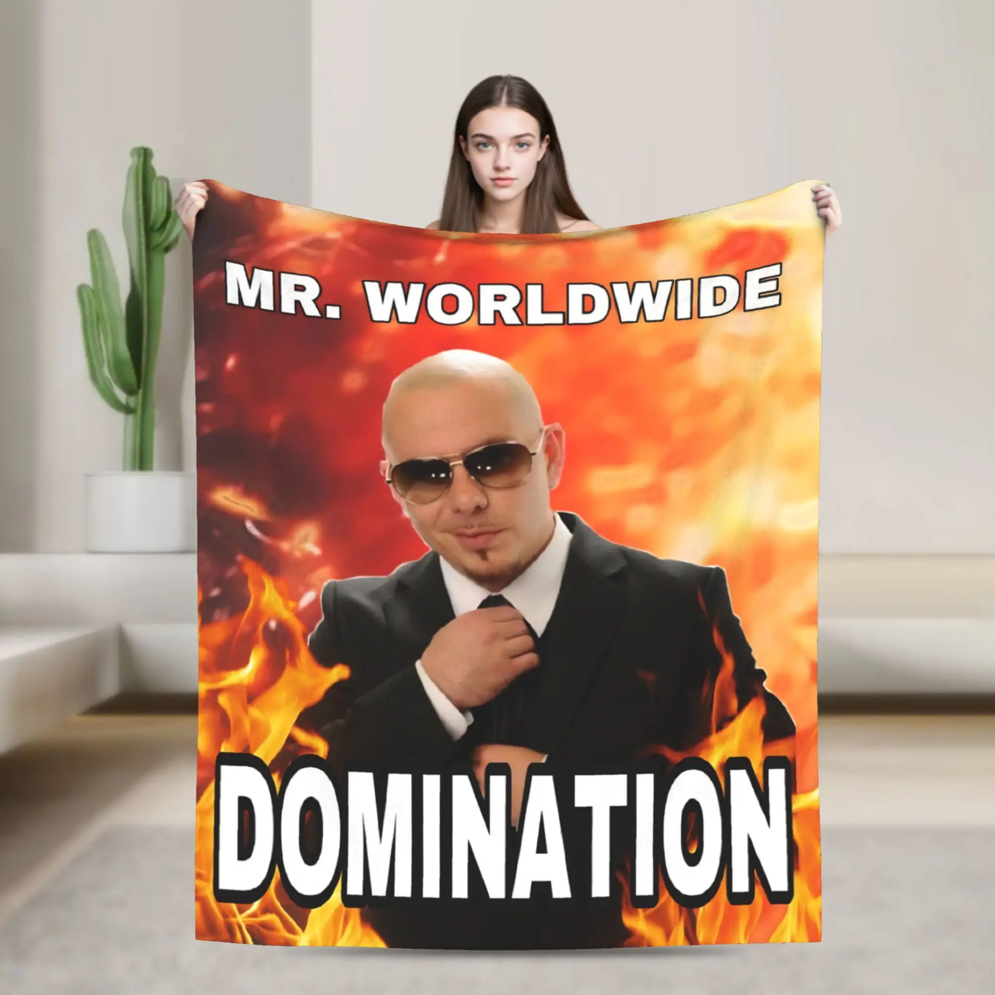 Singer Pitbull Tour 2026 Merch Blanket Super Soft Warm  Throw Blankets for Bed 50x60 Inches Multiple Sizes Bedspread