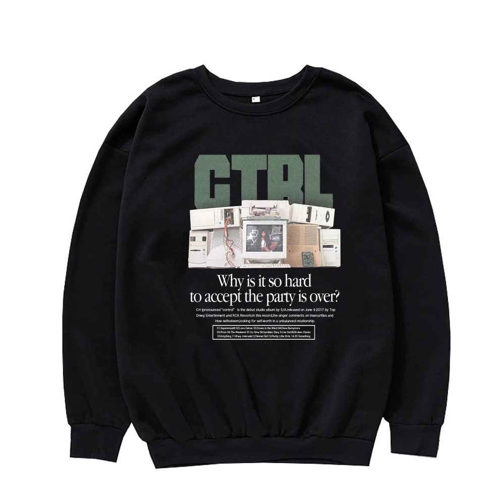 Sza Music Album Ctrl Crew Neck Sweatshirt Text Pattern Printing Retro 90s Harajuku Sweatshirts Street Style Gifts For Sza Fans