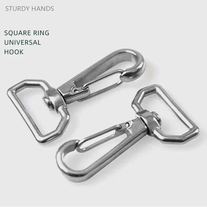 10pcs Stainless Steel Buckle Square Shape Universal Swivel Hook Spring Buckle Hook Multi-function Buckle Backpack Bag Hook