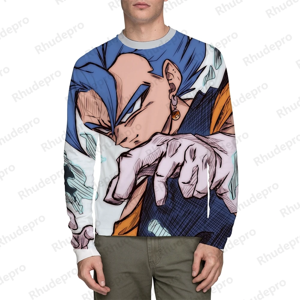 

Anime Dragon Ball Z Men T-shirt Printed Hip Hop Long sleeve Goku Super Saiya High Quality Essentials Vegeta Oversized New Trend