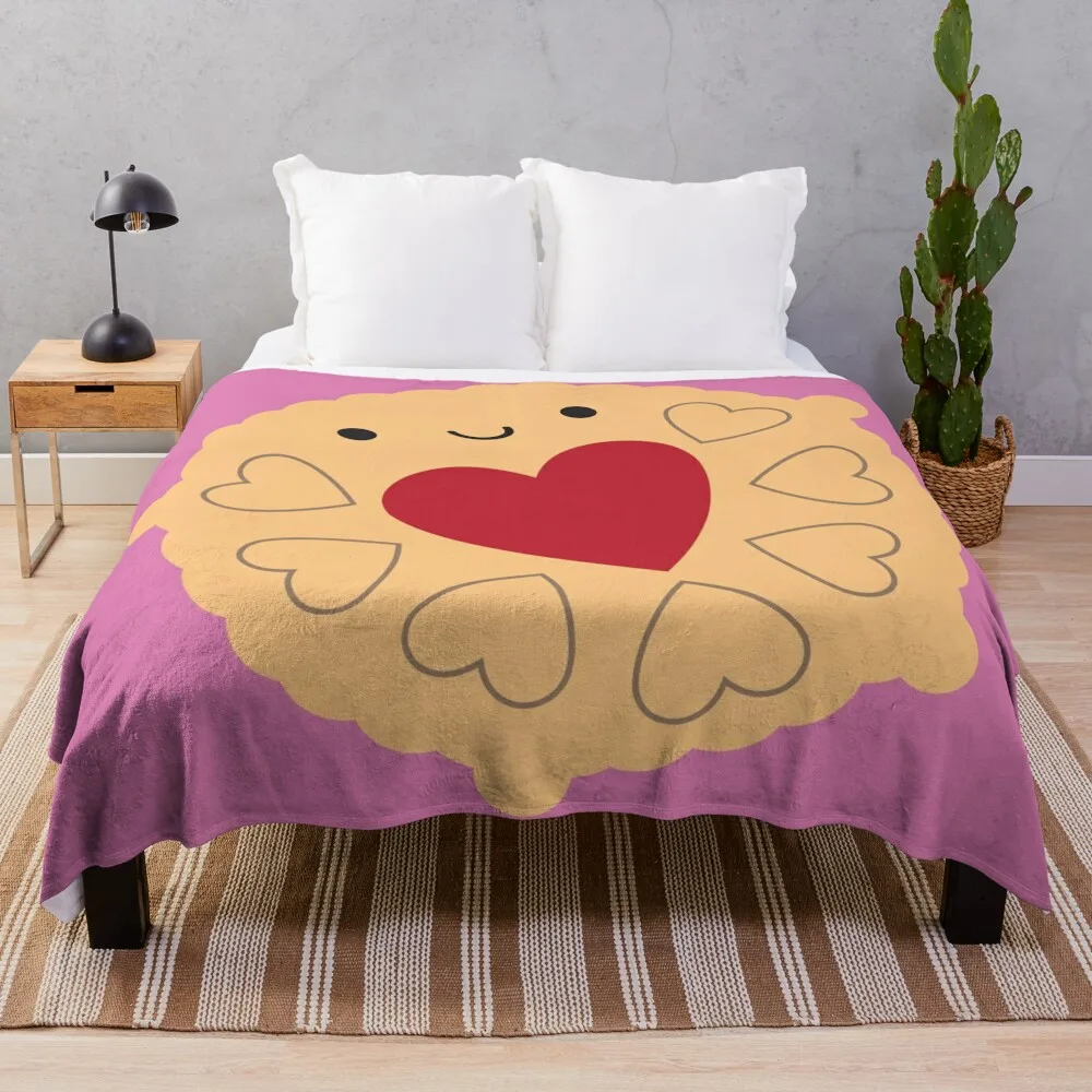 Kawaii Jammie Dodger Biscuit Throw Blanket Beautifuls Luxury Thermals For Travel Plaid on the sofa Blankets