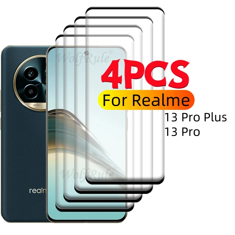 1//4pcs für Realme 13 Pro plus Glas Oppo Realme 13 Pro plus Glas 9h Voll abdeckung gebogene Displays chutz folie Realme 13 Pro Plus