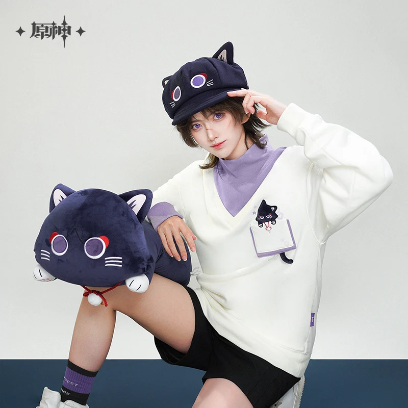 Wanderer Balladeer Cat Genshin Impact Anime Figure Plush Dolls Hat Kawaii Soft Plushine Winter Warm Chritmas Children Gifts Toys