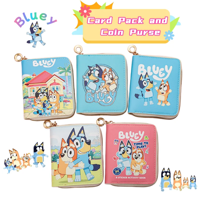Monedero de dibujos animados de Bluey, Bingo, Bandit y Chilli, de colores vibrantes, creativo, con diseño de tarjetero, para estudiantes, regalos de cumpleaños para niños y niñas