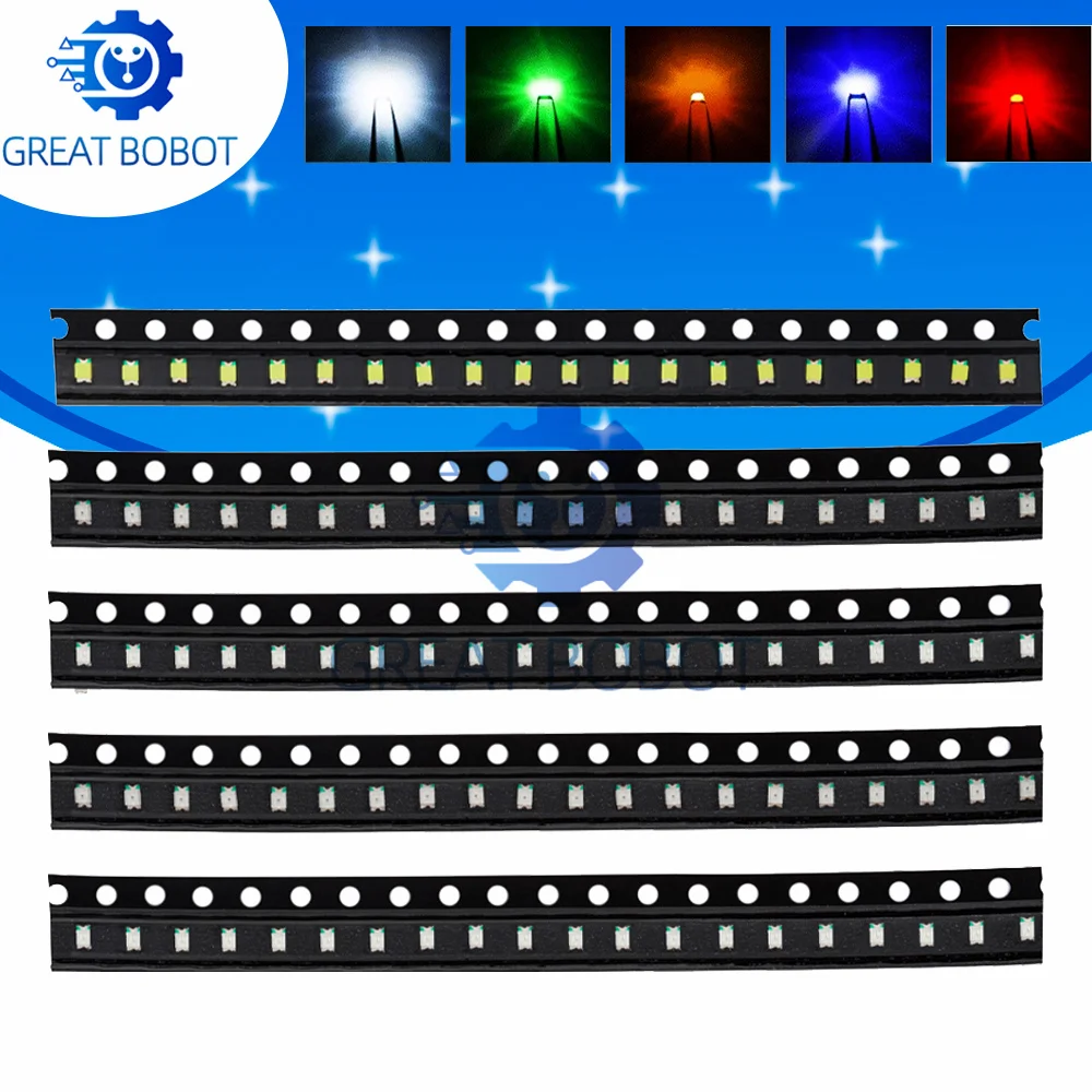 10PCS 0805 SMD LED Assortment Kit 5 Colors Red Green Blue Yellow White Ultra Bright Clear SMD Diodes