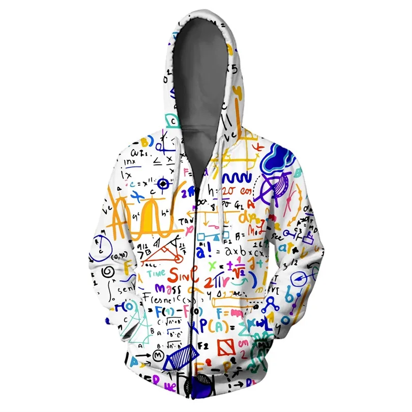 Sweats à capuche de formule scientifique d'impression 3D pour hommes et femmes, chemises de protection colorées, mathématiques drôles, chimie ICC, streetwear à capuche, PVD