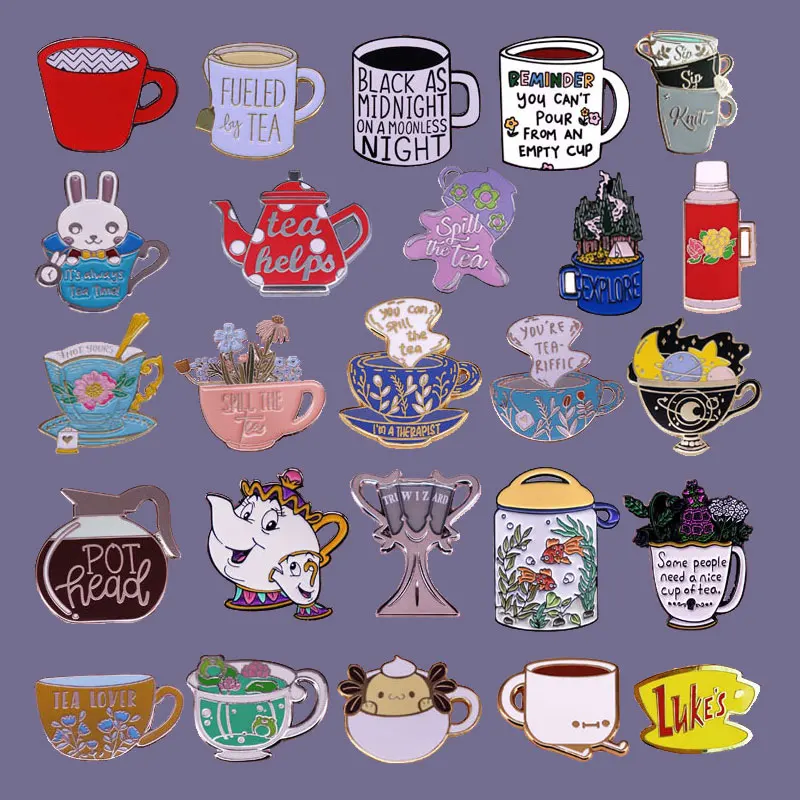 Lovely Delicate Cup Badge Personalized Creative Alloy Enamel Brooch Fashion Clothing Decorative Lapel Pin Boutique Metal Gift