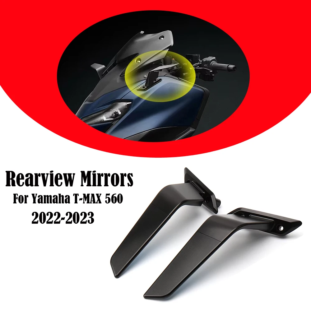 

360° Rotatable Mirror Motorcycle Rearview Mirror HD Blue Reflector Mirror For Yamaha T-MAX 560 TMAX560 T-MAX560 2022 2023