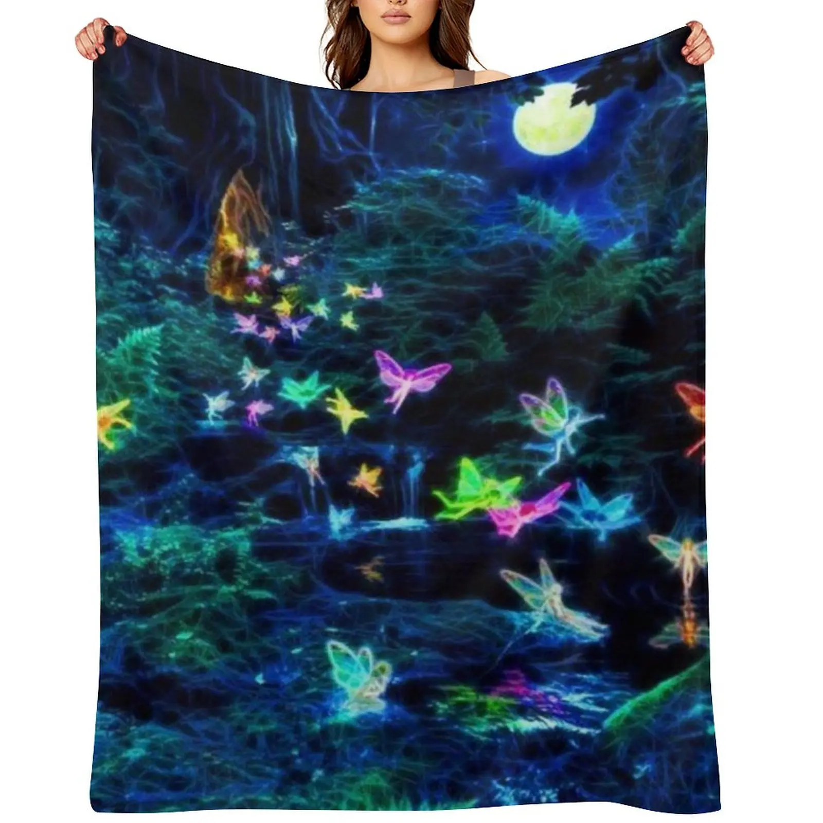 

Beautiful Fairies Throw Blanket Loose Plush Decorative Beds Soft Blankets