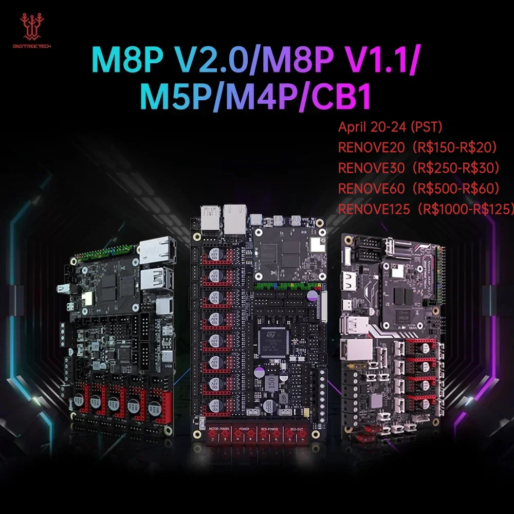 Bigtreetech manta m4p m5p m8p placa-mãe 32 bits para tmc2209 cb1 raspberry pi cm4 klipper ender 3 voron impressora 3d tela hdmi5