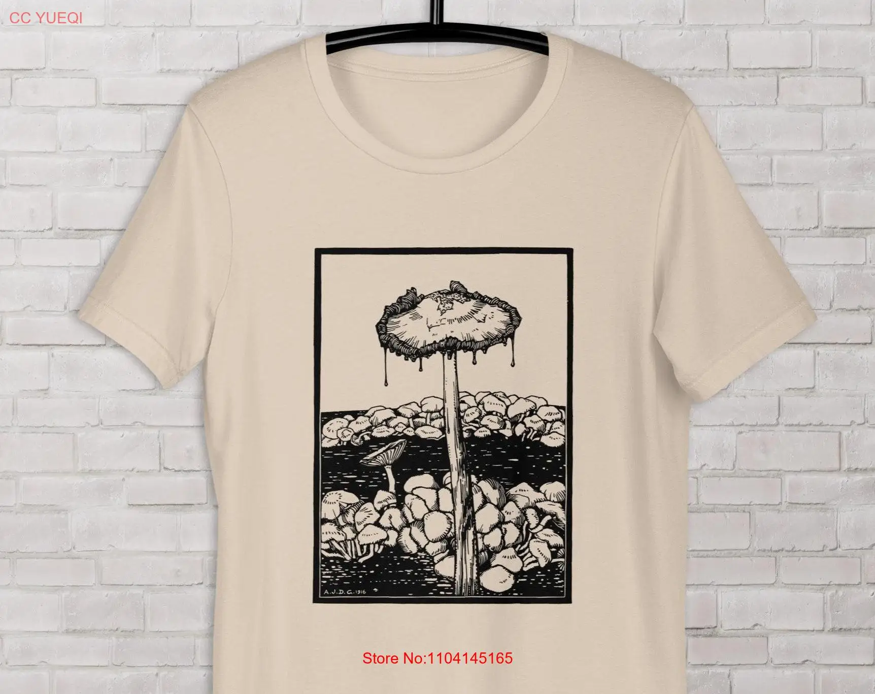 Mushroom t shirt Dripping 1916 by Julie de Graag Vintage Fungus Art Clothing Nouveau Mushrooms Retro