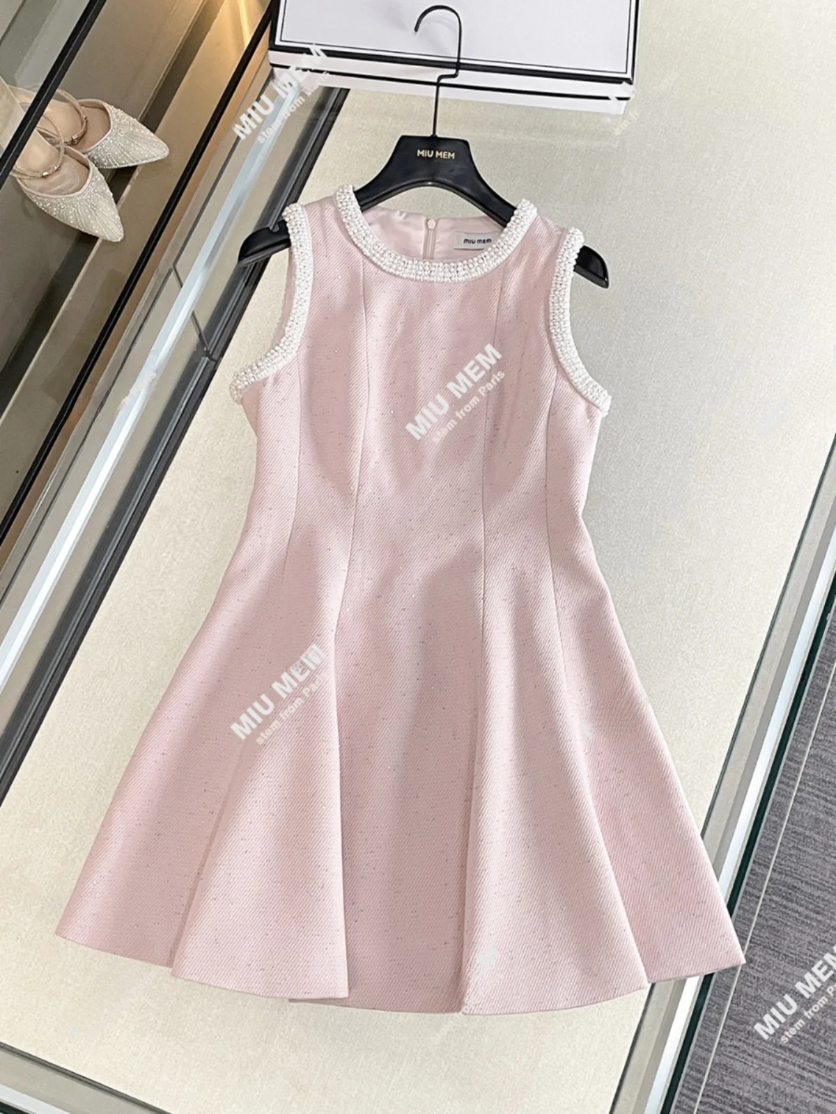 

Нежная розовая женская юбка А-силуэта с пайетками и высокой талией из мягкой ткани для весны, лета и осени, повседневная, круглая, элегантная