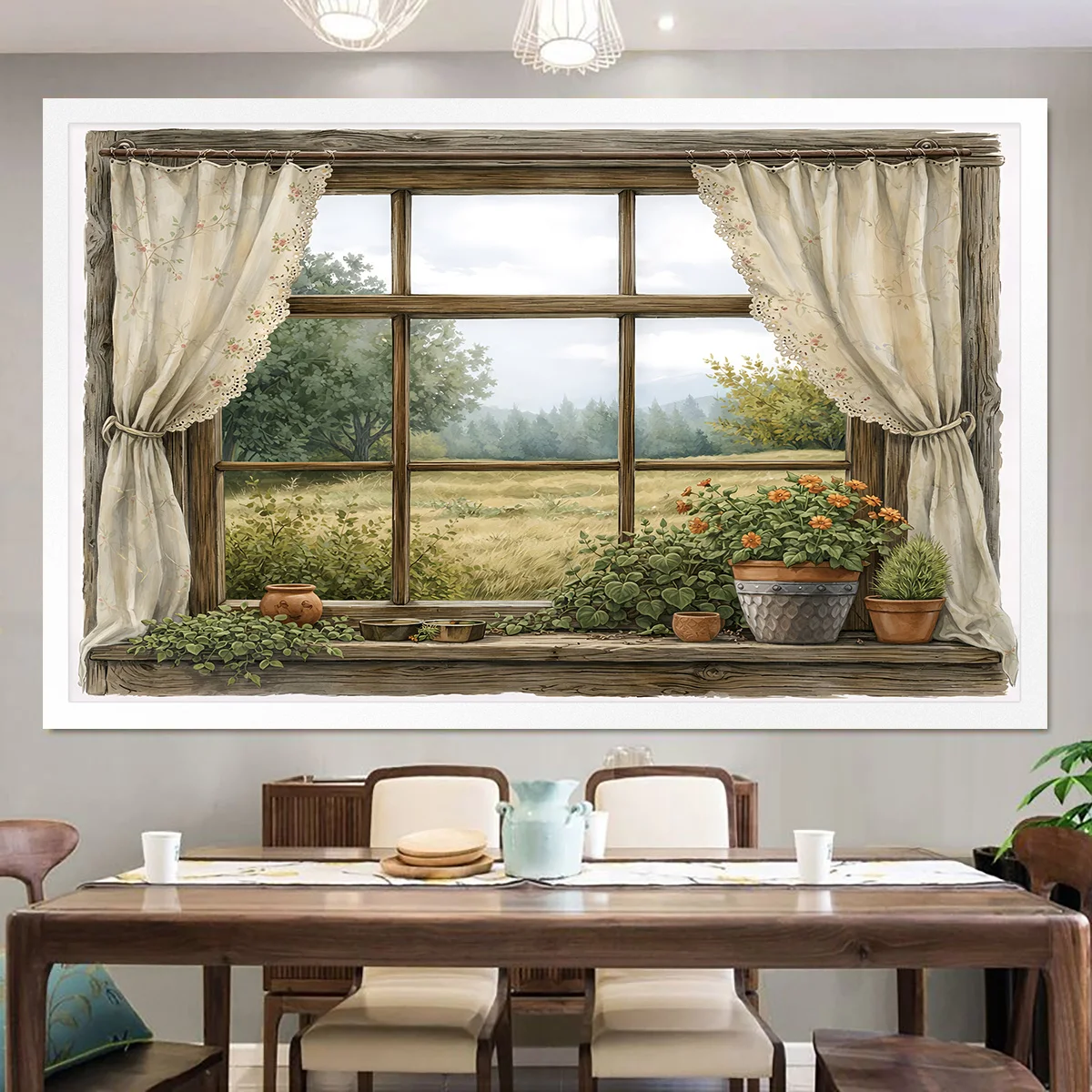 1pc Window Scenery Green Plant Printing Pvc Simulation 2d Flat Wall Stickers Multi Size Living Room Bedroom Wall Art Decoration view 4