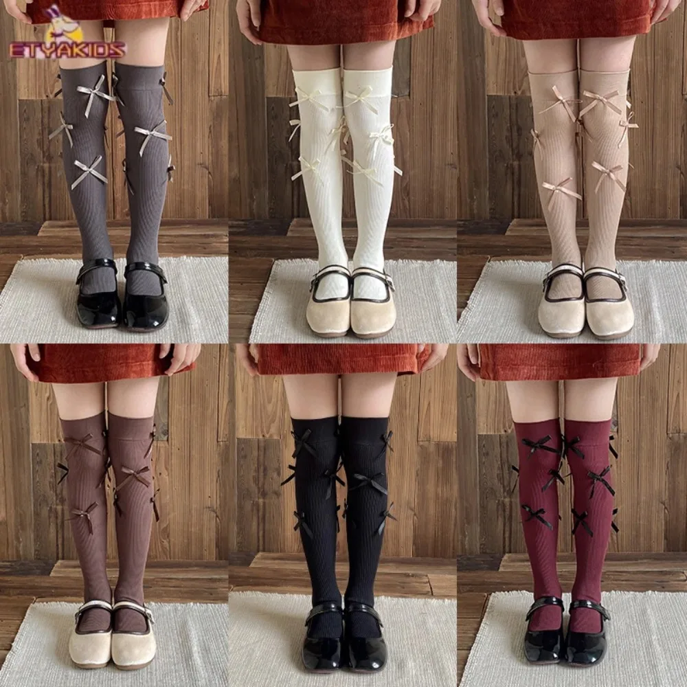 Kawaii Korean Fashion Kids Legging Stocking Socks JK School Bow Knee High Socks Children Spring Autumn Soft Cotton Clothing