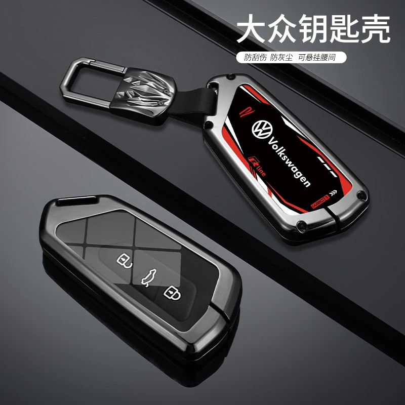 Zinc Alloy Car Smart Remote Key Case Full Cover Shell For VW Volkswagen Golf 8 MK8 ID.3 ID.4 Protector Keychain Auto Accessories