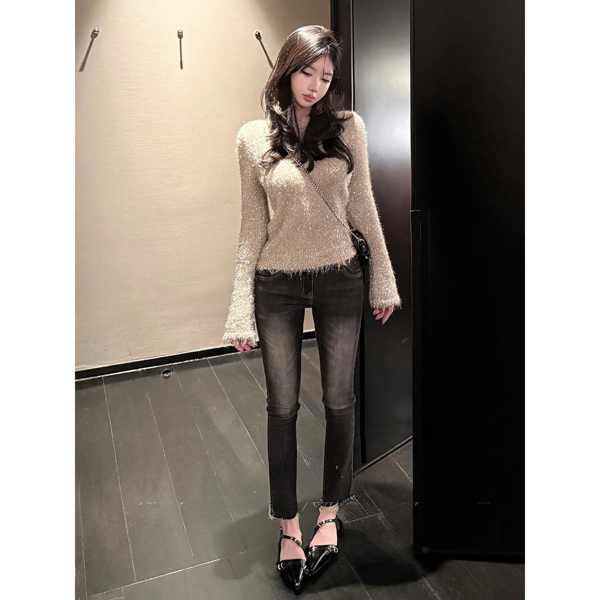 

Черные эластичные женские джинсы-карандаш из хлопка с высокой талией, стрейч, мягкие, с эффектом утяжки живота, расклешенные