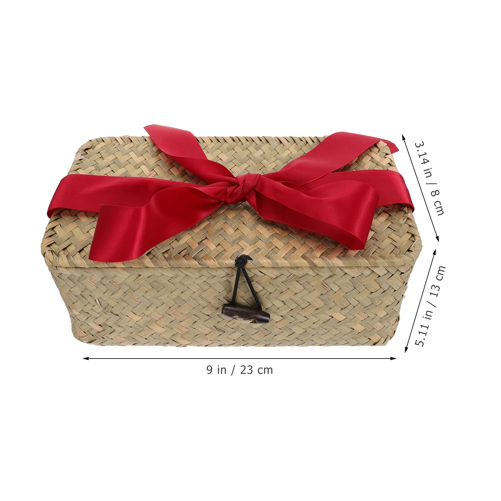 

1pc Grass Woven Storage Basket With Lid Smooth Safe Design For Home Hotel Salon Organizing Basket Natural Rectangular Sundries