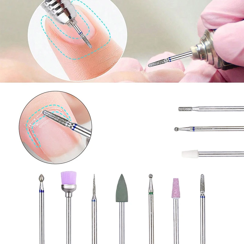 10PCS Nail Diamond Milling Cutter For Manicure Set Nail Drill Bit Mill Manicure Machine Pedicure Tool For Removing Gel File Tool