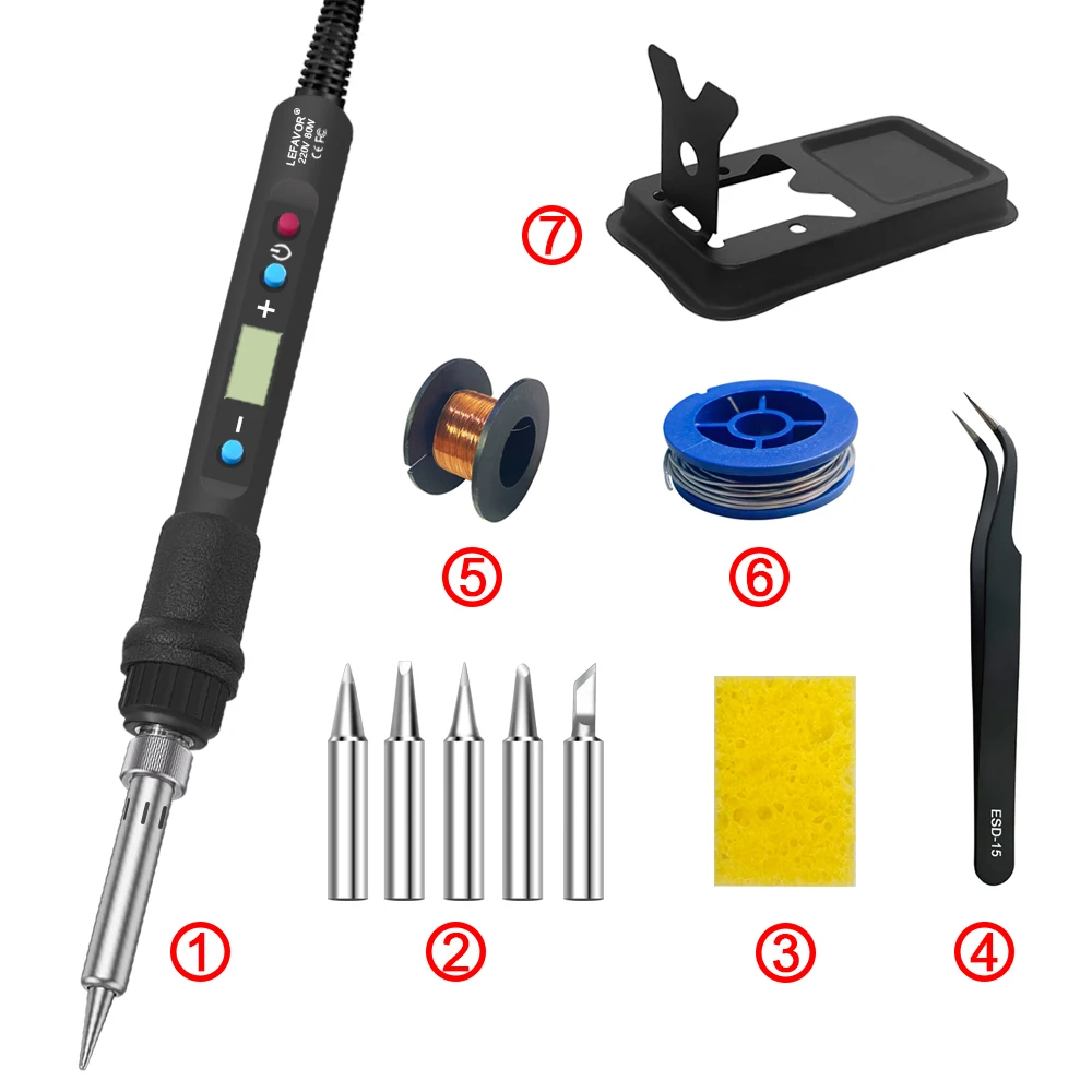 LEFAVOR 80W Digitale display soldeerbout lassen set C/F schakelende kalibratie temperatuur 100-500C thuis reparatie DIY - afbeelding 1