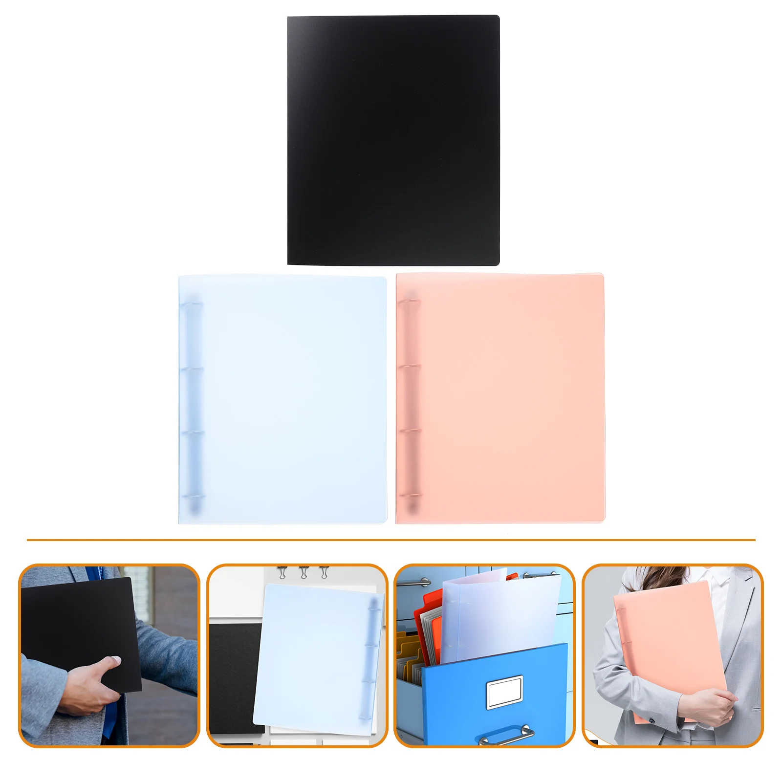 

3Pcs File Folders A4 Binder File Folders Clear Plastic Organizers Multi-Function Document Holders Office School Exam