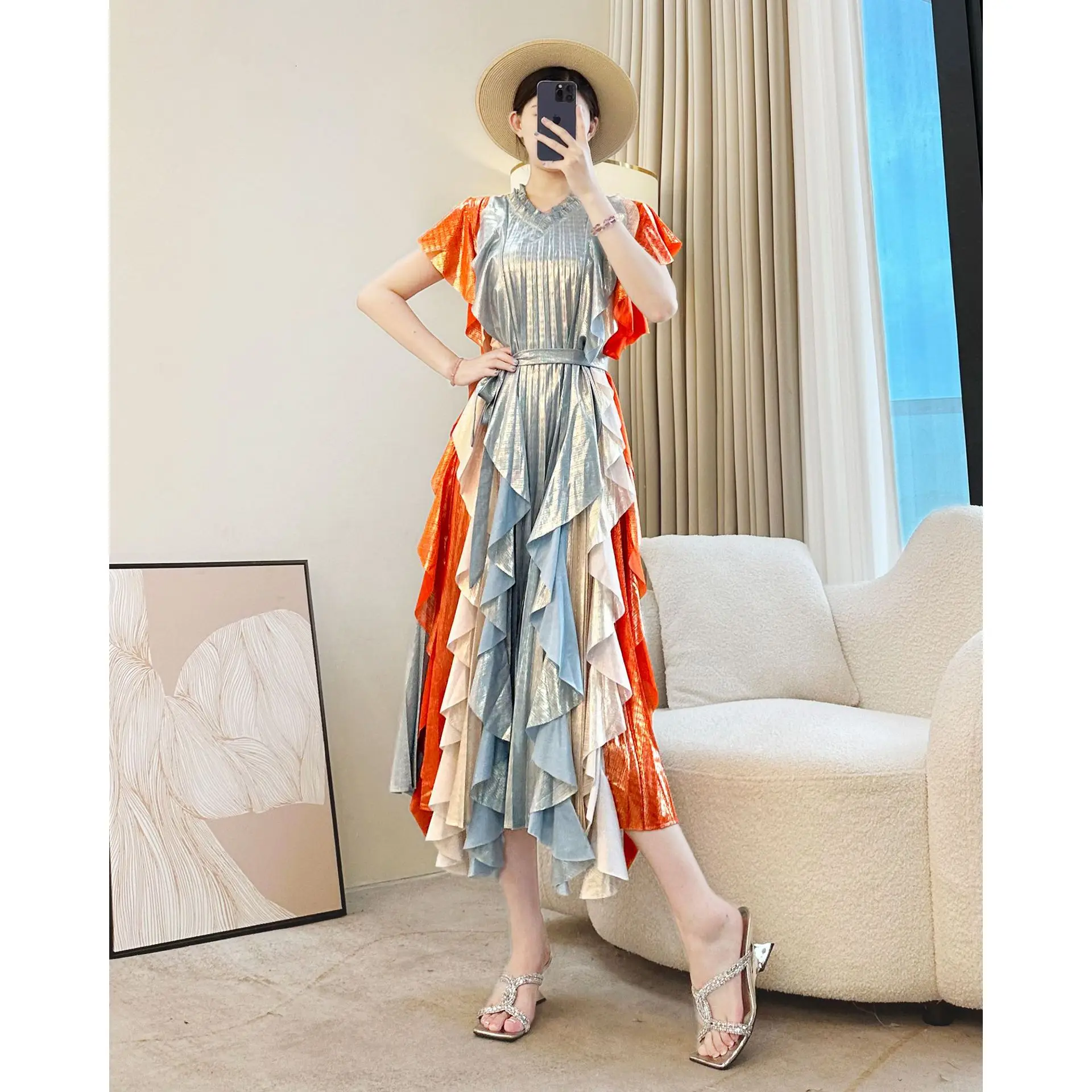 miyake-–-robe-plissee-pour-femmes-ample-couvrant-le-ventre-sens-haut-de-gamme-jupe-moyenne-et-longue-sans-manches-elegante-nouvelle-collection-ete-2025