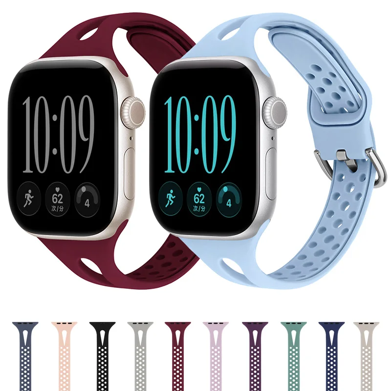Slim Silicone Strap for Apple Watch Bands 40mm 41mm 46mm 45mm 44mm 49mm 42mm Correa Bracelet iwatch Series 12 11 SE 10 9 8 7 6 5