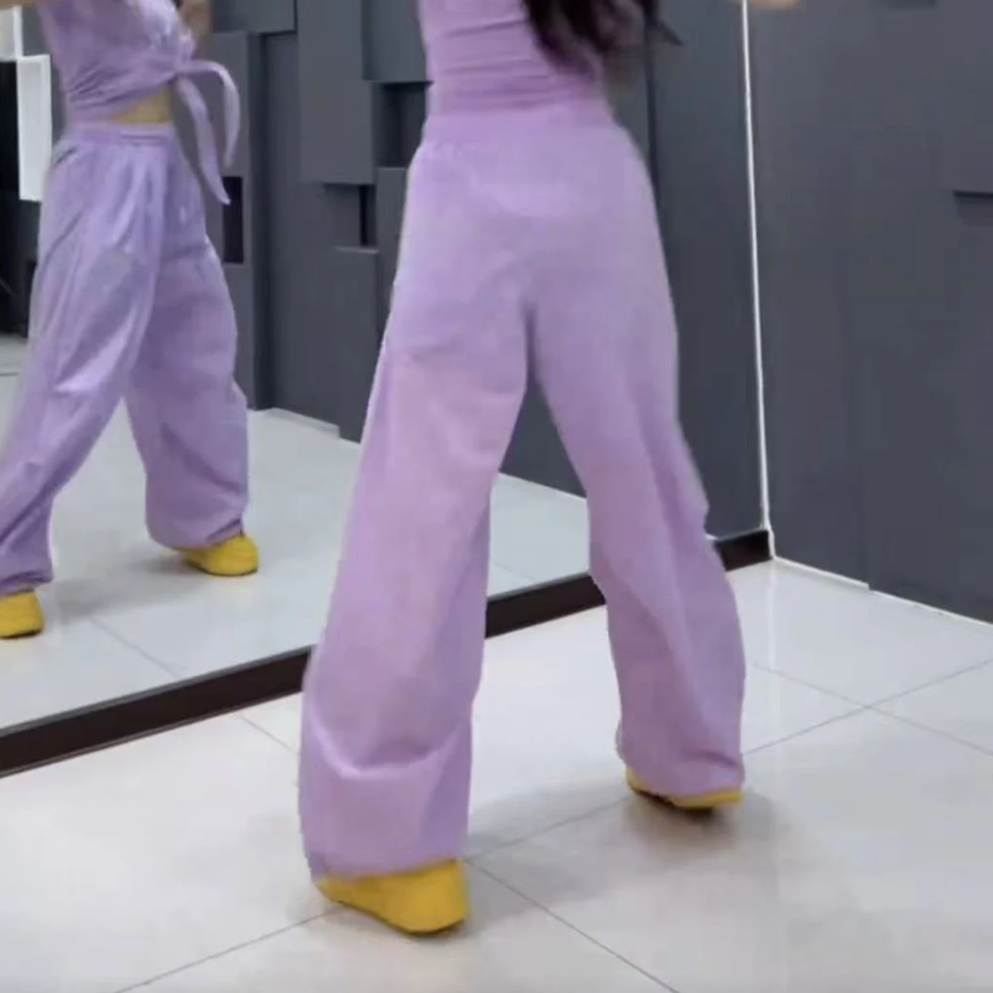 summer-purple-casual-square-dance-pants-women's-loose-fit-thin-sporty-straight-leg-wide-leg-sweatpants-trendy