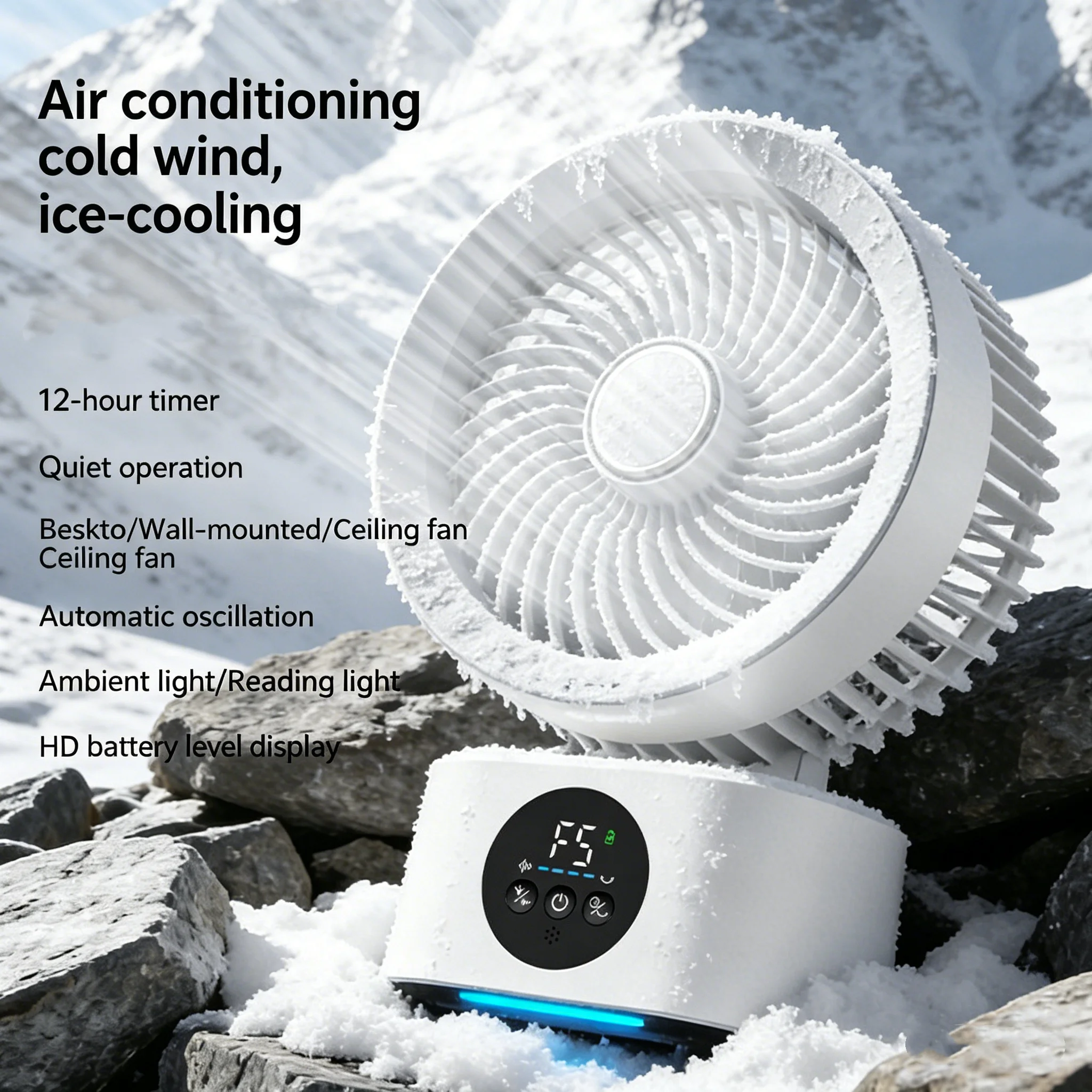 

Portable Wall-Hanging Electric Desktop Fan with Remote Rechargeable USB Foldable Nightlight Air Cooler for Home Shaking Function