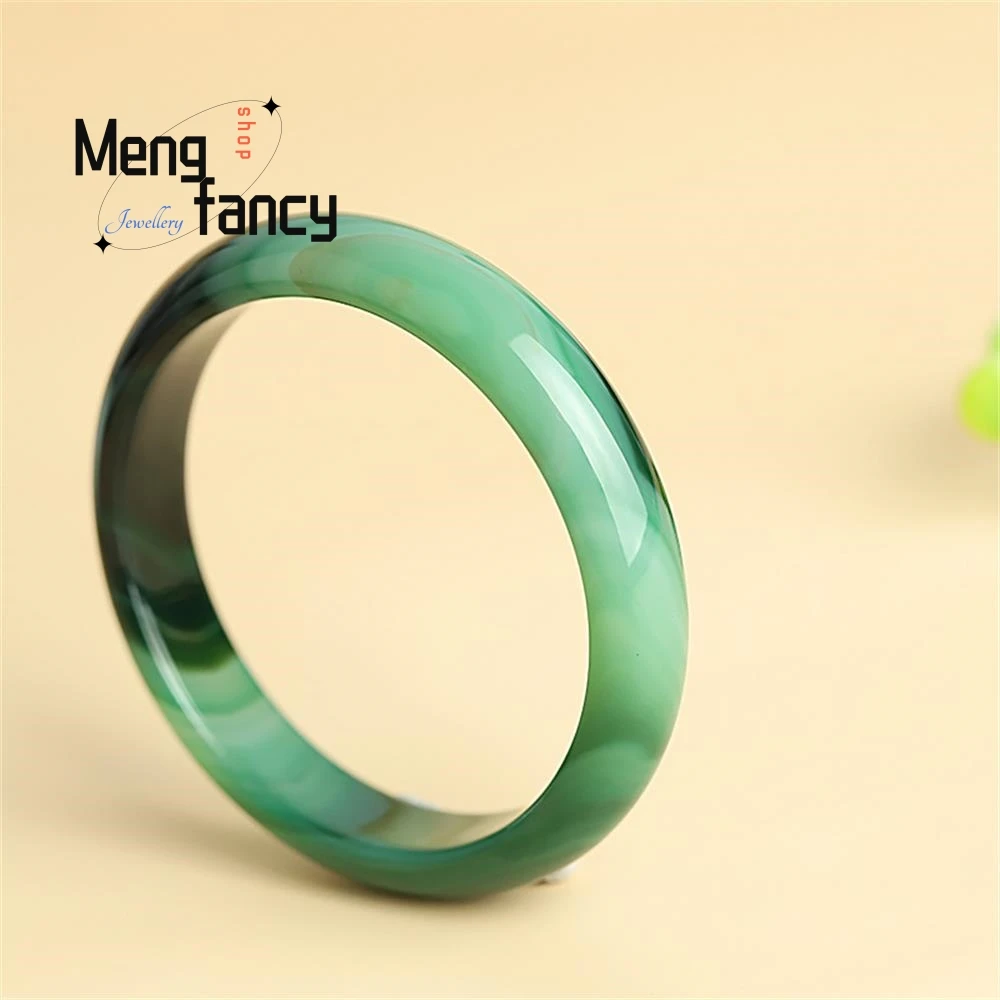 Brazilian Green Agate Natural Pattern Chalcedony Bracelet Lychee Ice Effect Exquisite Charm Fashion Jewelry Couple Holiday Gifts