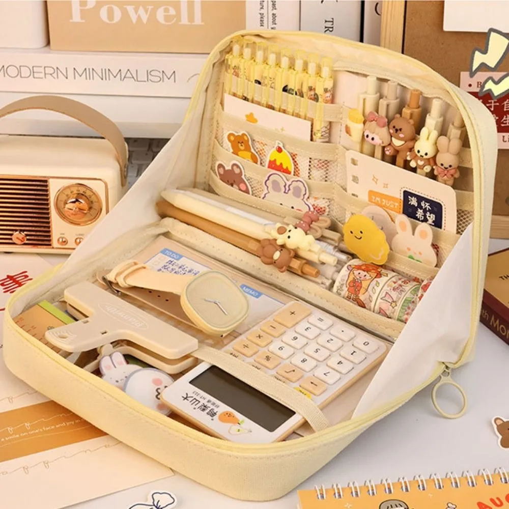 Transparent Clear Pencil Case Fashion School Pouch Stationery Pen Bag Kawaii Large Capacity Pencil Box Students