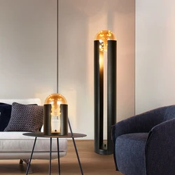 Luxury Floor Lamp Black Iron LED Nordic Living Room Hotel Bedside Floor Light Home Art Decor Standing Light Minimalist Desk Lamp
