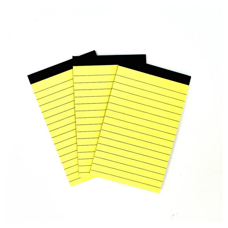 90/150/300 sheets 3 x 5 Inch Yellow Lined Top Bound Pocket Notepad A7 Tearable Memo Pad for Office School Note Taking