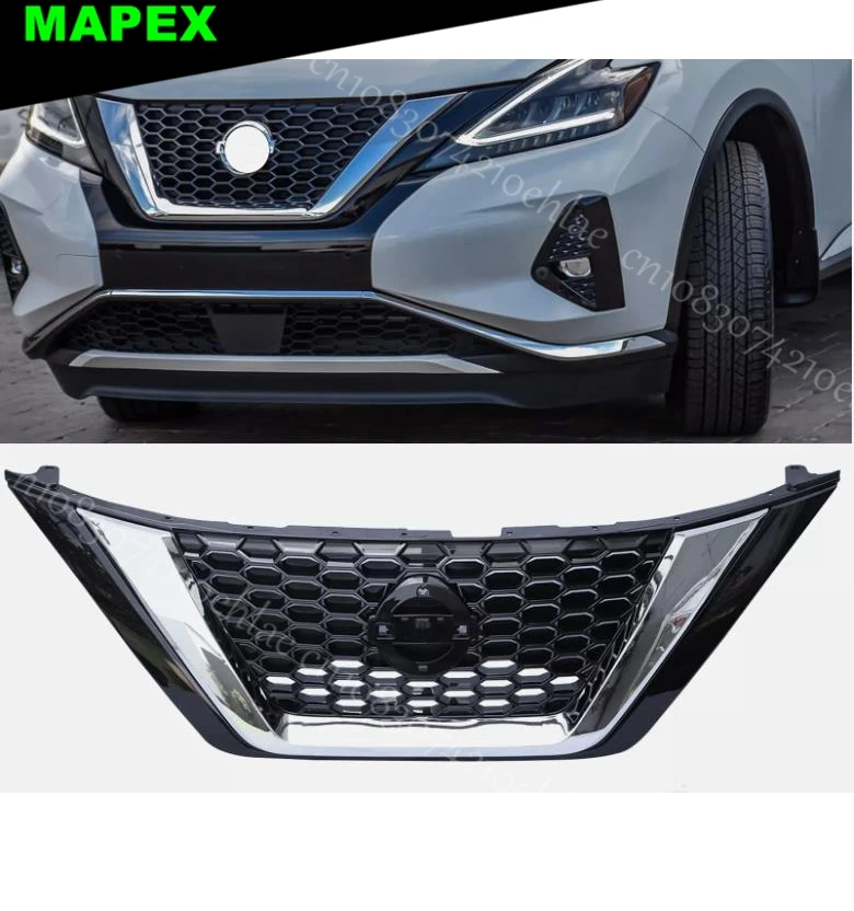 For 2019-2023 Nissan Murano Front Grille Grill Assembly Chrome+Black