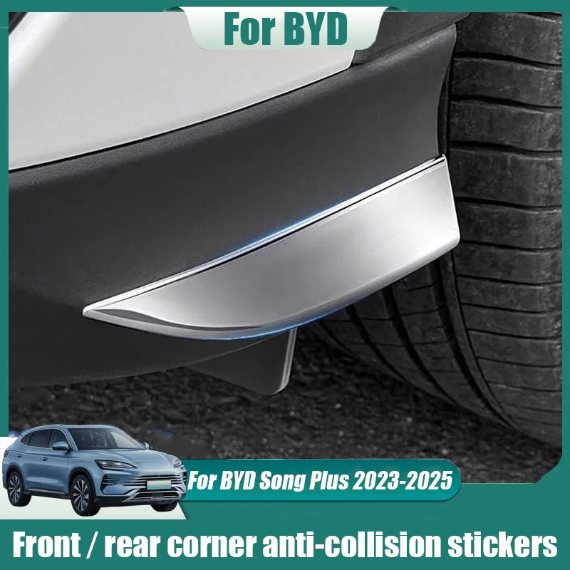 

For BYD Song Plus 2023 2024 2025 Stainless steel front and rear corner protection anti collision stickers Exterior modification