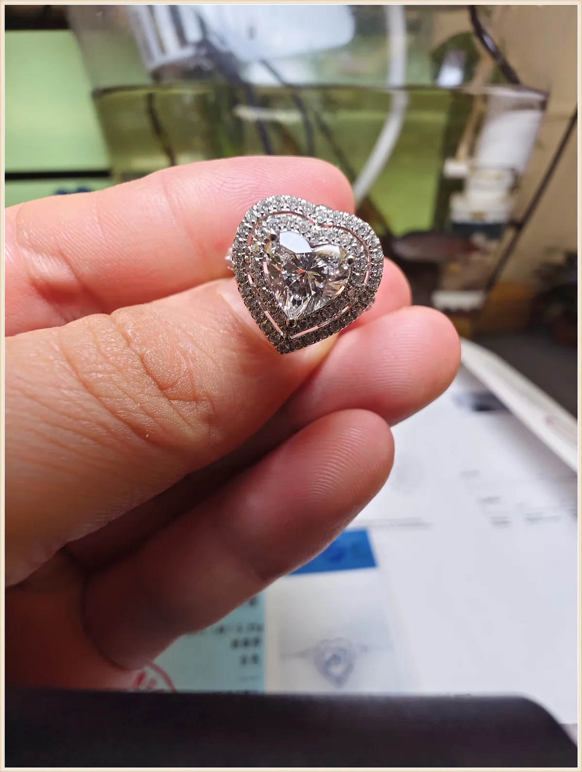 18k ouro sólido laboratório crescer diamante coração 2 quilates anel de diamante pingente dupla finalidade certificado igi cvd/hpht anel de noivado para rapaz