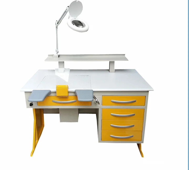 Dental Laboratory 1.2m Single Work Bench Dental Lab Table/Bench Workstation With Magnifying Glass Lamp