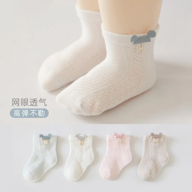 Calcetines para recién nacidos, calcetines tobilleros finos sin costuras de algodón para bebés de 0 a 6 meses, bonitos calcetines para primavera y otoño para niños y niñas ​